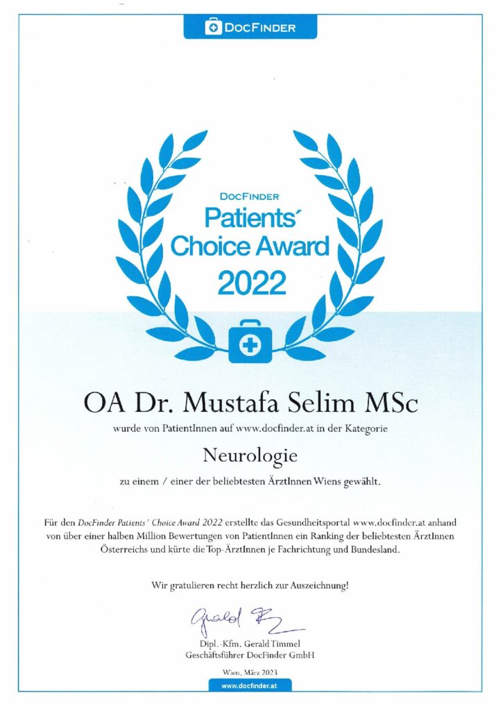 Patients-Choice-Award 2022 - OA Dr. Mustafa Selim - Kategorie Neurologie